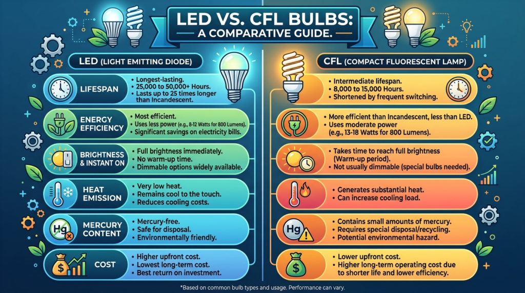 LED vs CFL Bulbs