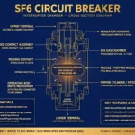 SF6 circuit breaker working principle illustration for high voltage switchgear