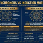 Synchronous vs induction motor comparison illustration for AC motors