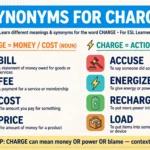 Synonyms for battery charge vocabulary infographic