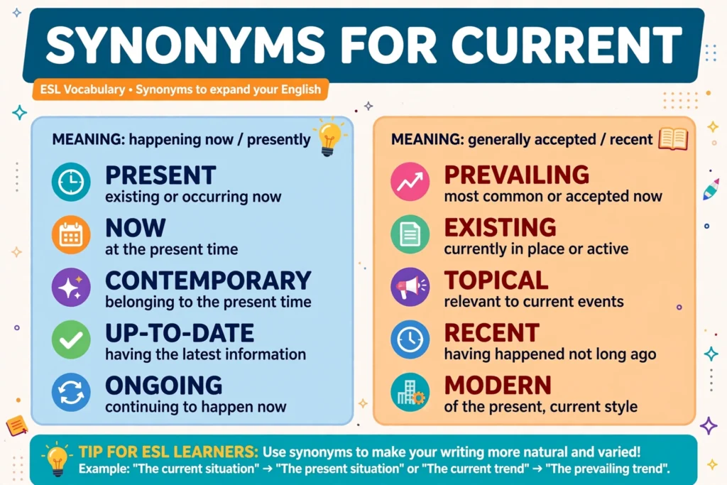 Synonyms for electric current vocabulary infographic