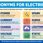 Synonyms for electricity vocabulary infographic