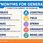 Synonyms for generate vocabulary infographic
