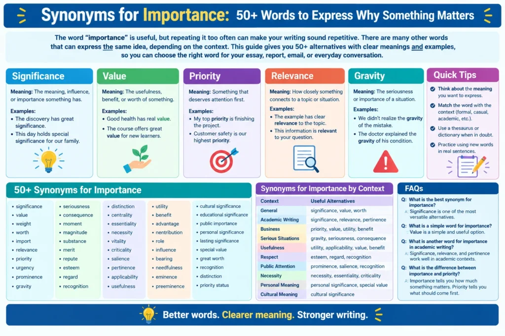 Synonyms for importance