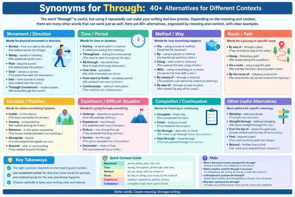 Synonyms for Through